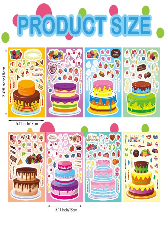DUJAA 24 Sheets Birthday Stickers, Make-a-Cake Sticker for Kids, Birthday Cake Sticker Set, Color, Cartoon Style, Paper Material, Indoor Use, Kids' Party Gift, Scrapbook Decor, 24 Count - Image 3